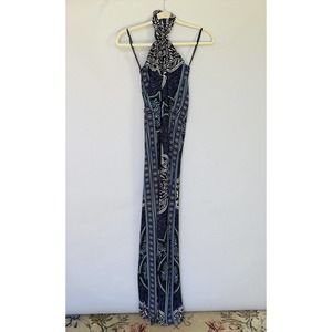 White House Black Market Black, Blue, andWhite Maxi Dress New with Tags Size XXS